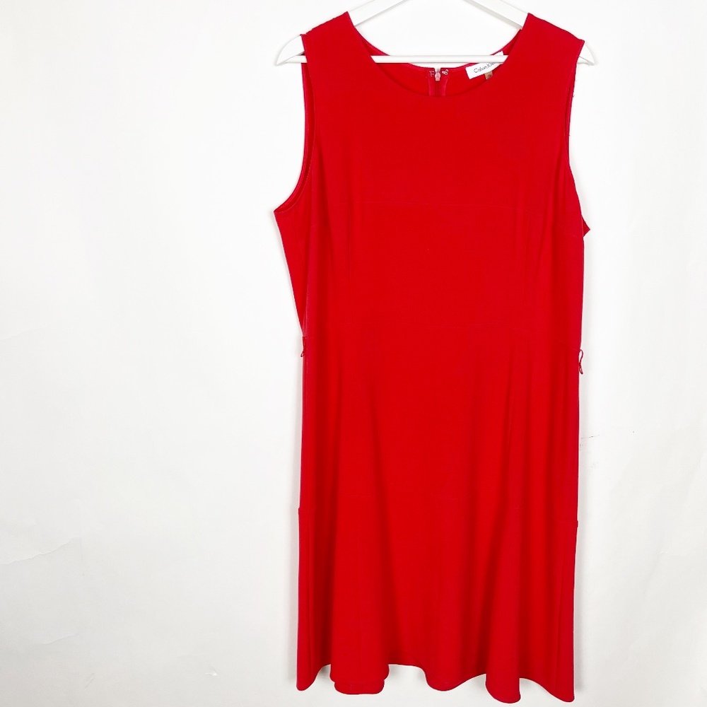 Calvin Klein Womens Dress Size 16  Red  Sleeveless  Stretch   New with Tags